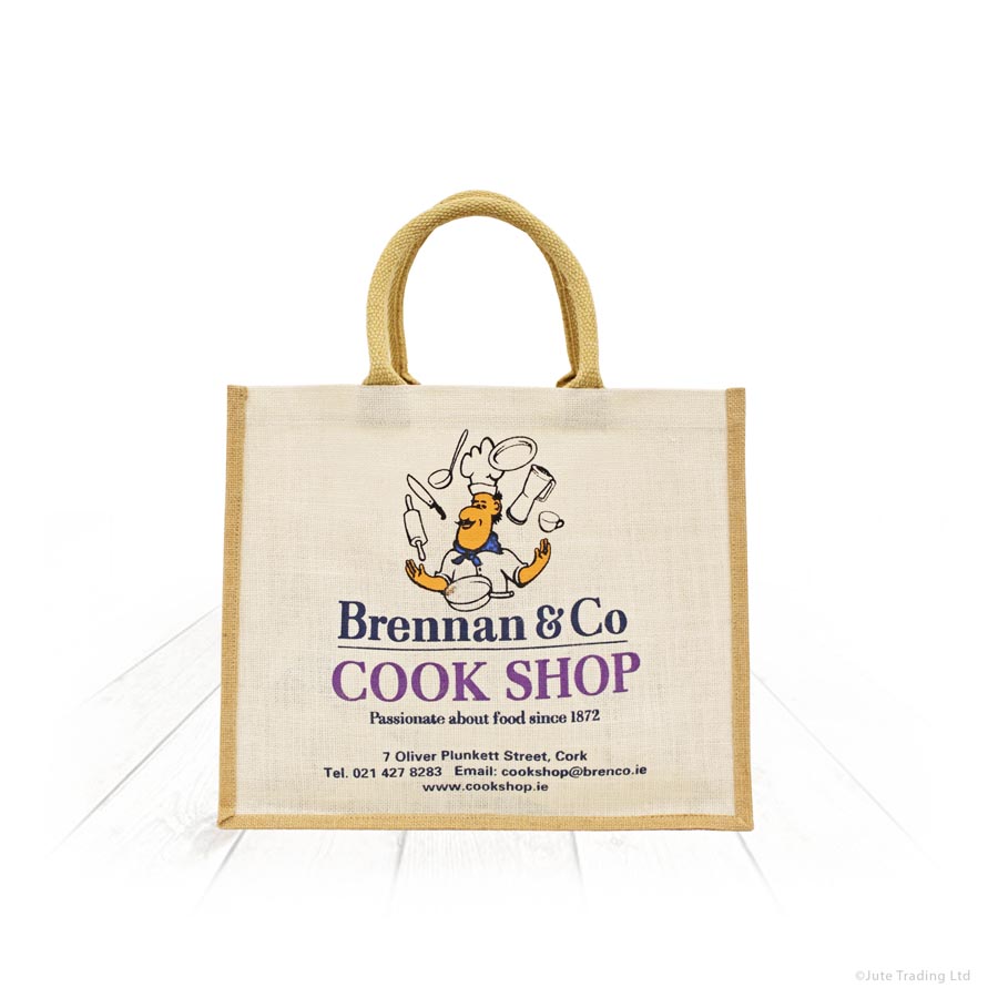 White & Natural Jute Bag